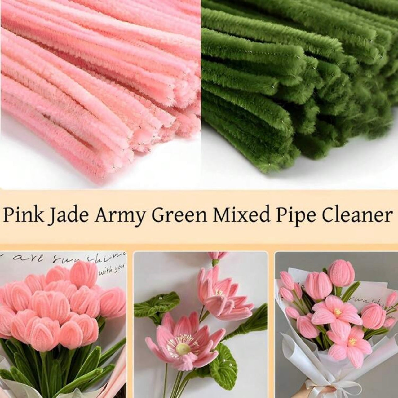 100pcs Pink Jade Pipe Cleaner - 30cm x 6mm #CS1796