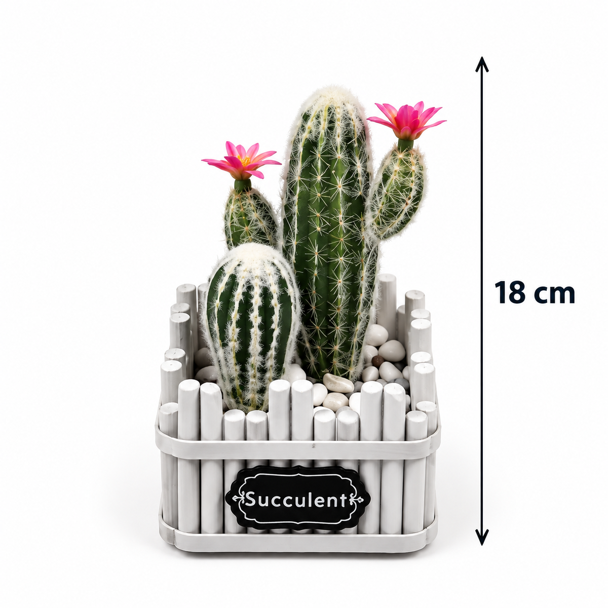 Artificial Cactus Arrangement with Decorative Pot – 18 cm #AF4413