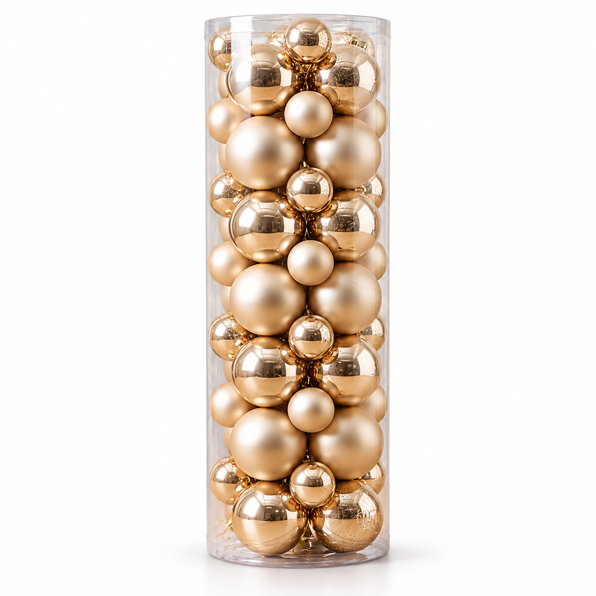 Set of 56 Gold & Champagne Christmas Ball Ornaments – Mixed Sizes #CD4533