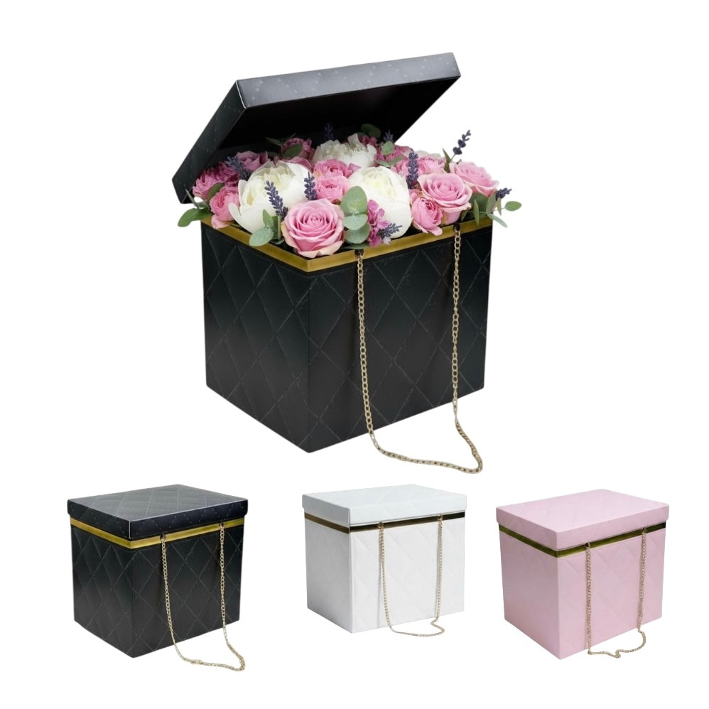 Luxury Flower Box with Chain Handle 17x13x15cm #FB2690