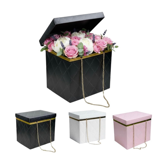 Luxury Flower Box with Chain Handle 17x13x15cm #FB2690