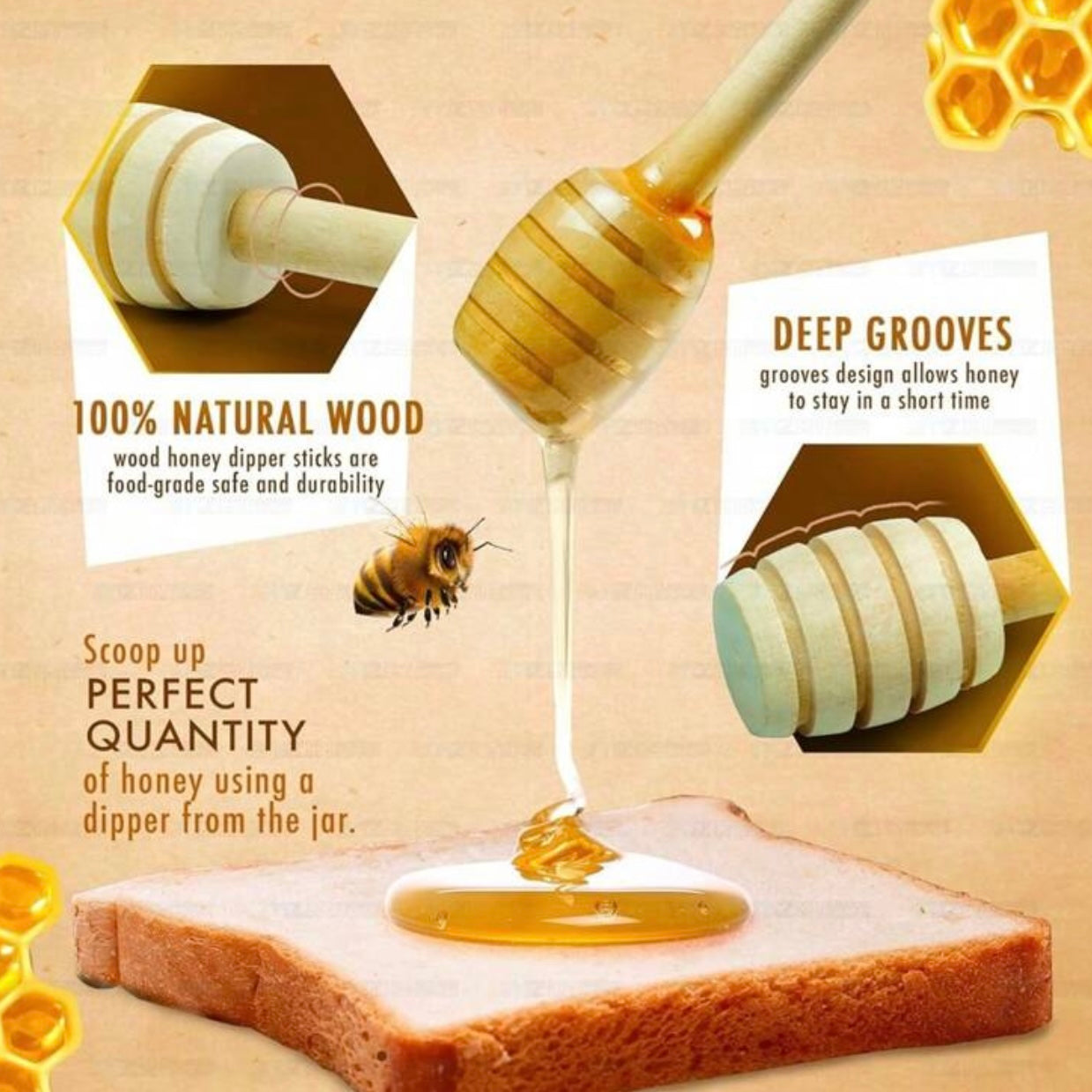 X12pcs Wooding Honey Spoon #HS1996