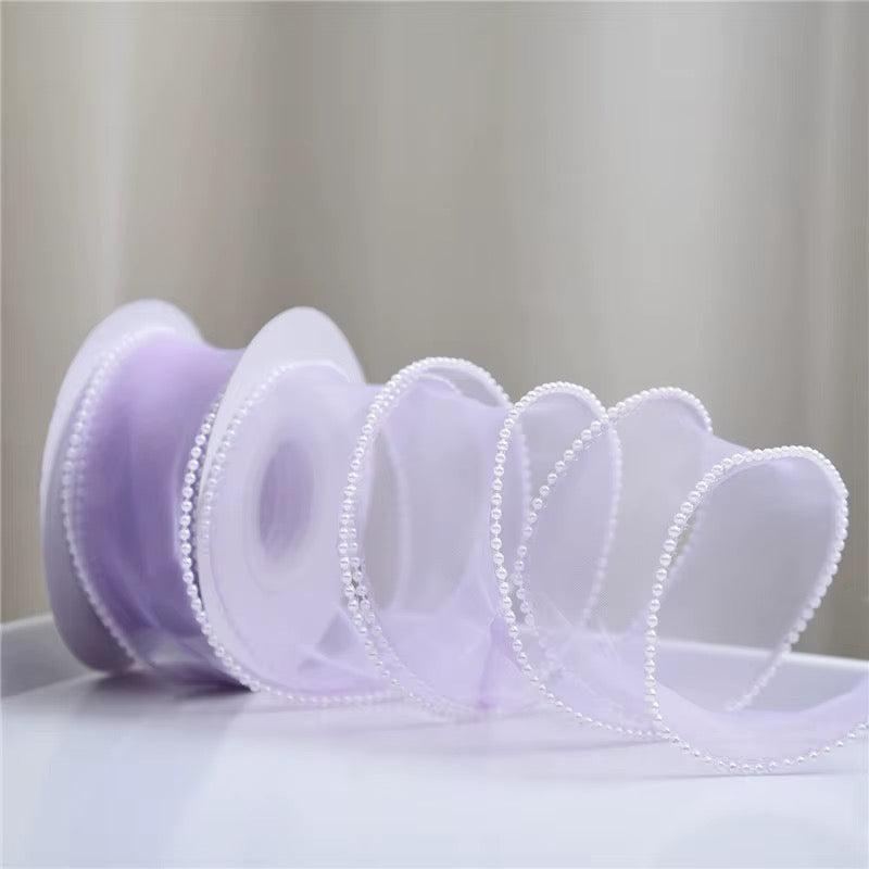 4cm x 4.5m - Pearl-Edge Decorative Ribbon #DR4068