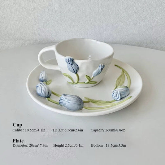 Floral Ceramic Tea Cup & Saucer Set #CC3960