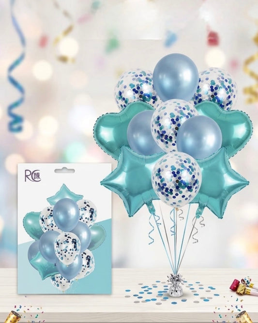 Blue Ocean Balloon Bouquet Set – Foil & Confetti Collection #BS3215