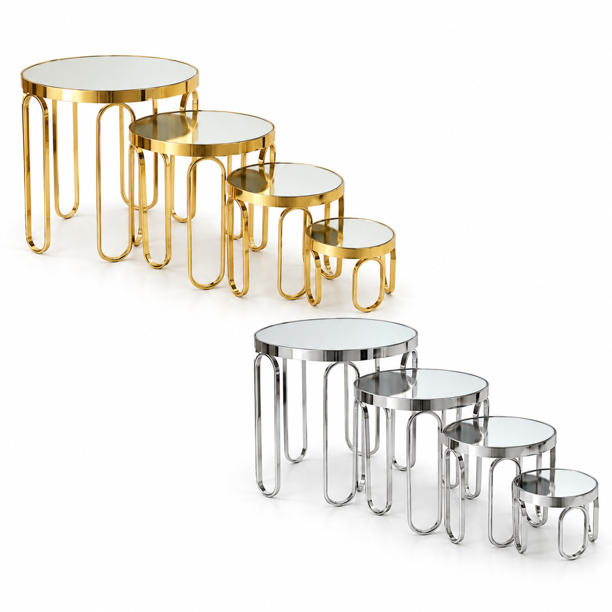 Set of 4 Mirrored Pedestal Display Stands #DS4224