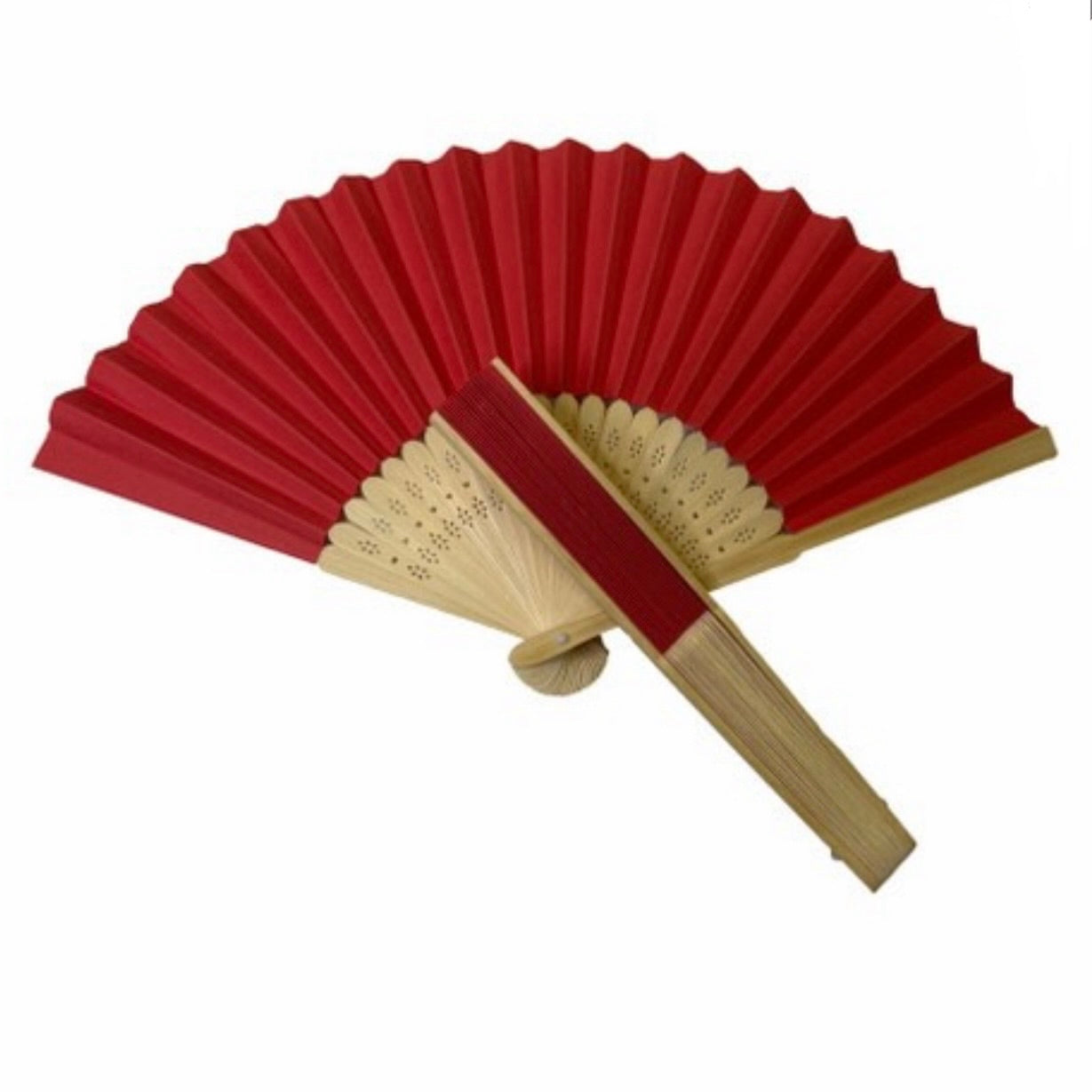 Red Bamboo Handheld Fans Vintage #HF3283