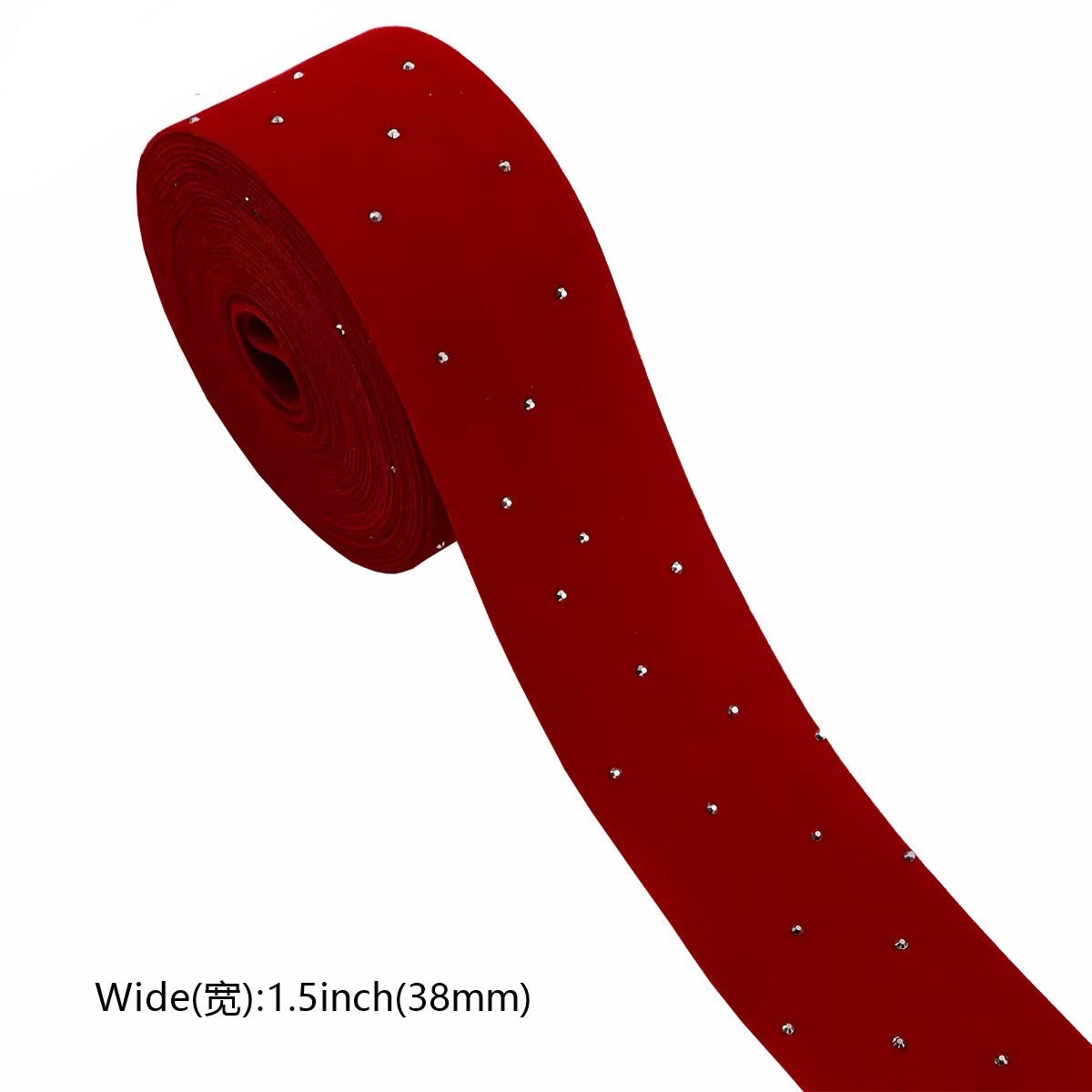 Velvet Rhinestone Ribbon Roll – Black & Red #VR2579