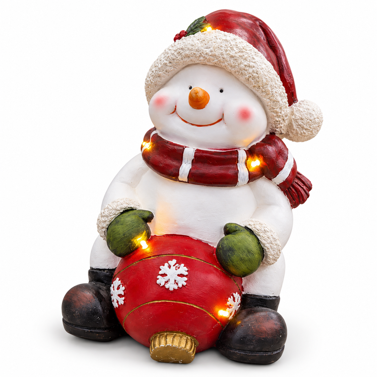 Light-Up Christmas Snowman with Red Ornament – 40cm #CD4556