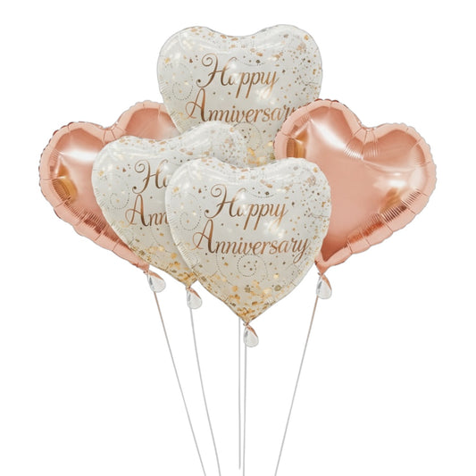 Happy Anniversary Balloon Set – Rose Gold Hearts #FB3114