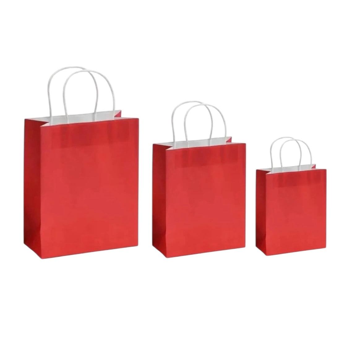 X12pcs - Red Paper Bags With Handle #CB2475