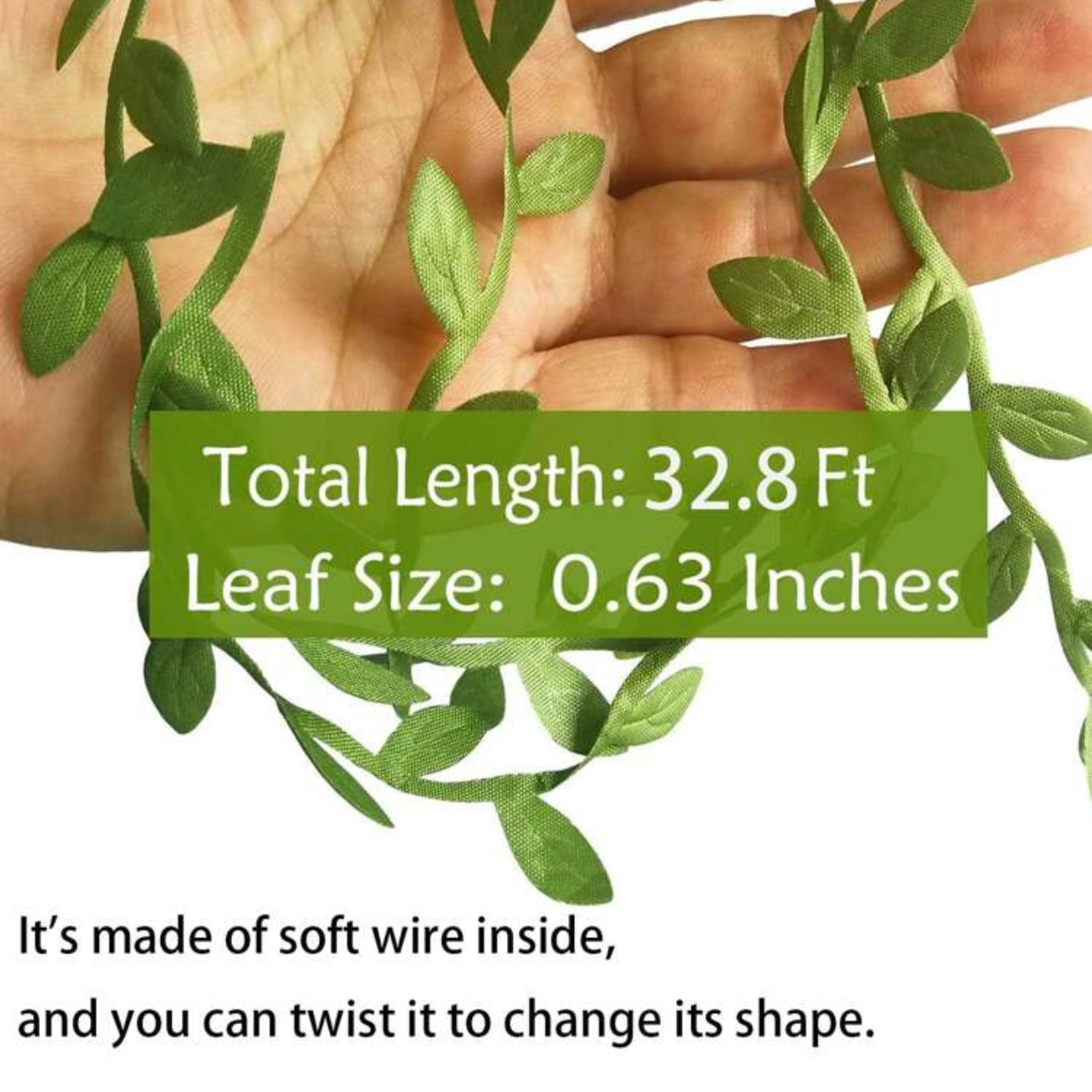 10m Green Leaves Ribbon #LR1061