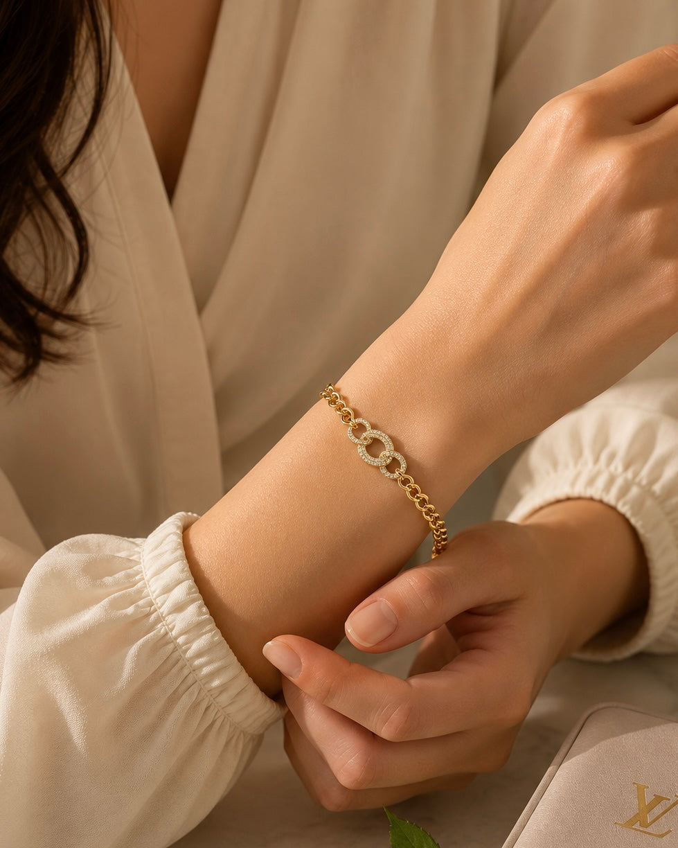 18K Gold Plated Clover Bracelet #GB3858