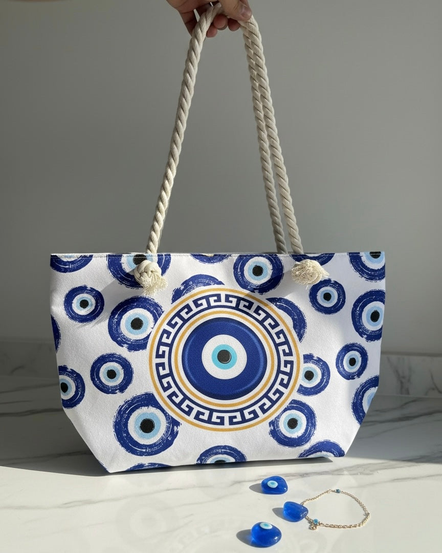 Evil Eye Beach Tote Bag – Large Summer Shoulder Bag #SB3836