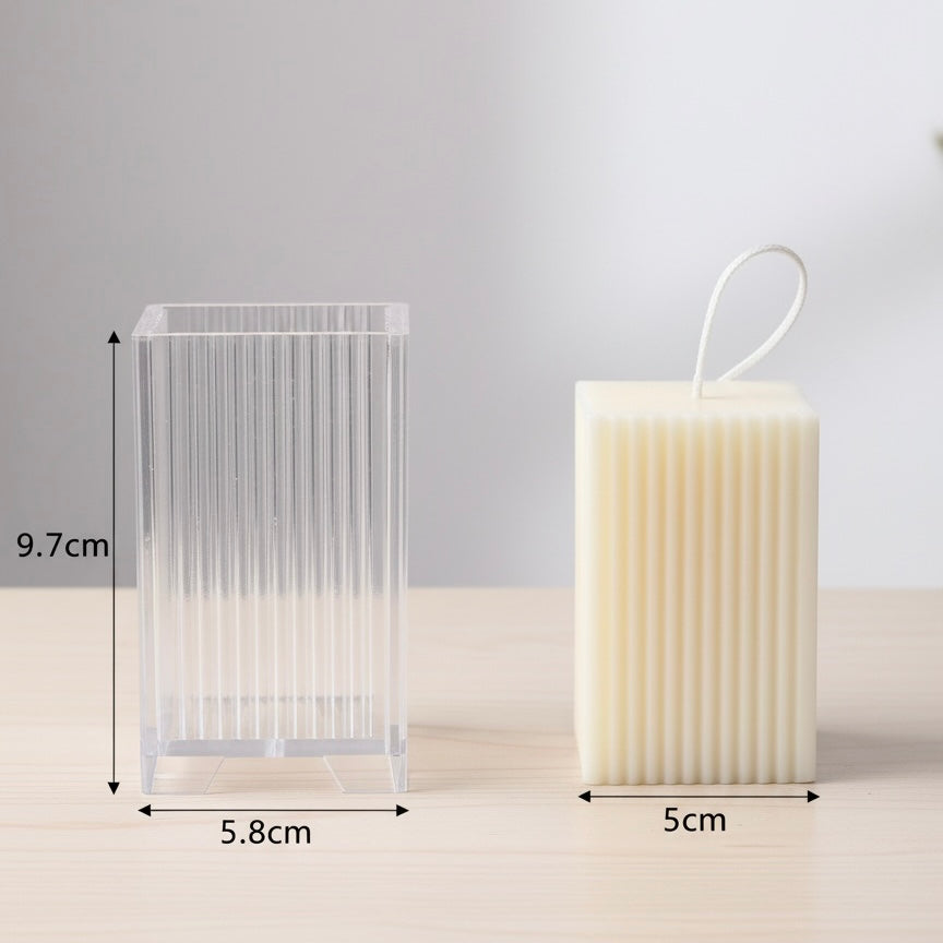 Square Ribbed Candle Mold – Fine Stripe Pillar DIY Candle Mold #SM2874
