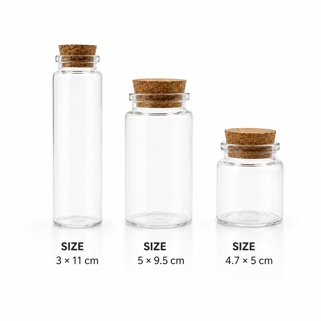 X12pcs - Glass Bottles with Cork Stoppers / Large Sizes #GB4070