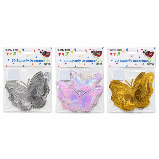 3D Butterfly Wall Decorations – 12 PCS #BF4412