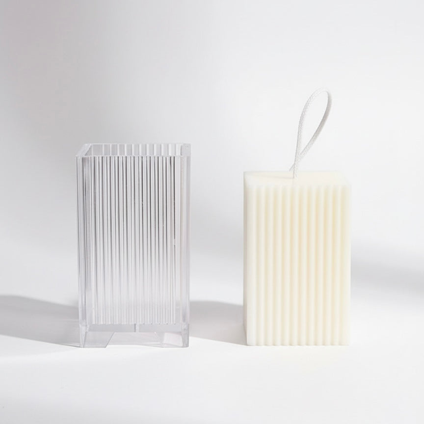 Square Ribbed Candle Mold – Fine Stripe Pillar DIY Candle Mold #SM2874