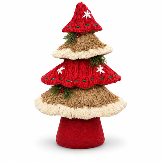 Decorative Christmas Tree with Woven Straw Layers – 45cm #CD4521