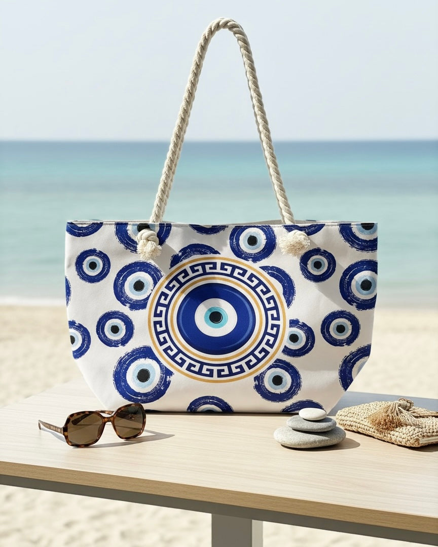 Evil Eye Beach Tote Bag – Large Summer Shoulder Bag #SB3836