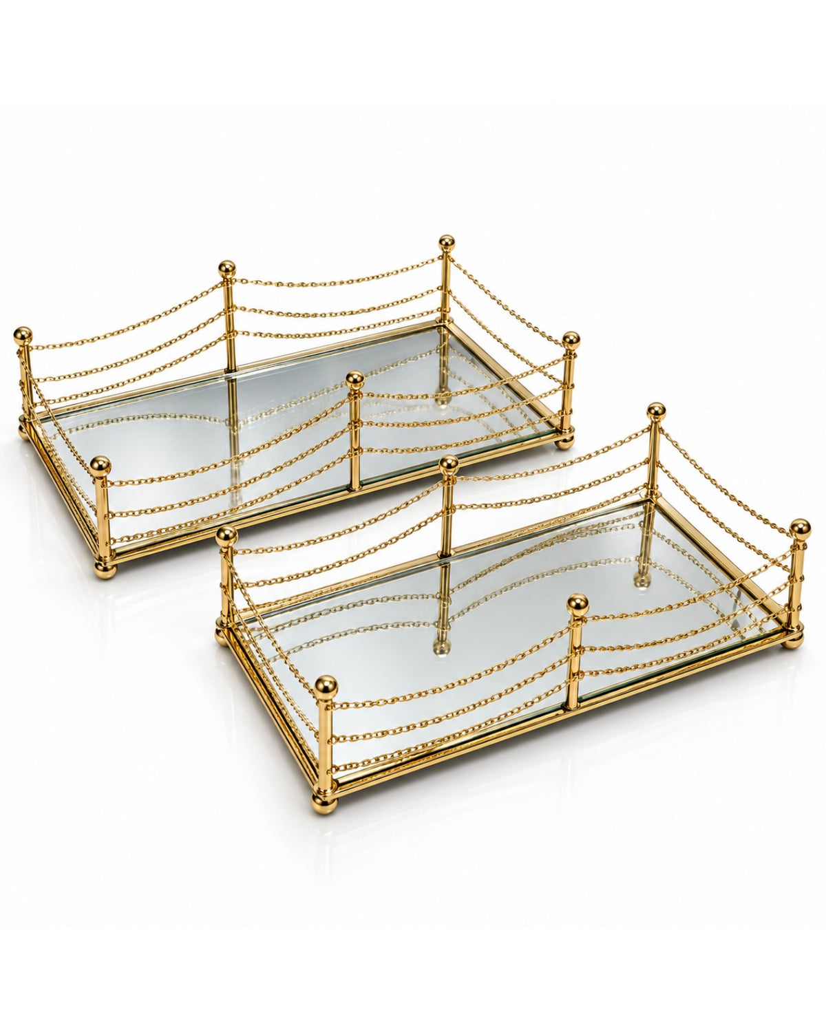 Gold Mirrored Decorative Trays – Set of 2 #MT4215