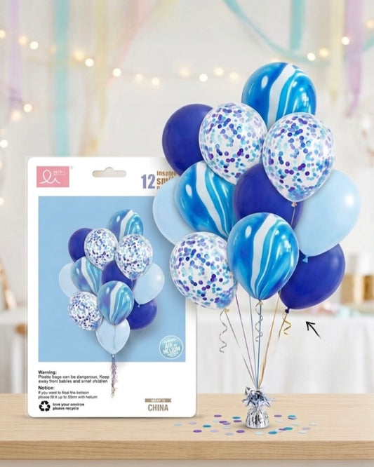 Blue Balloon Bouquet Set – 12 Pieces #BS3209