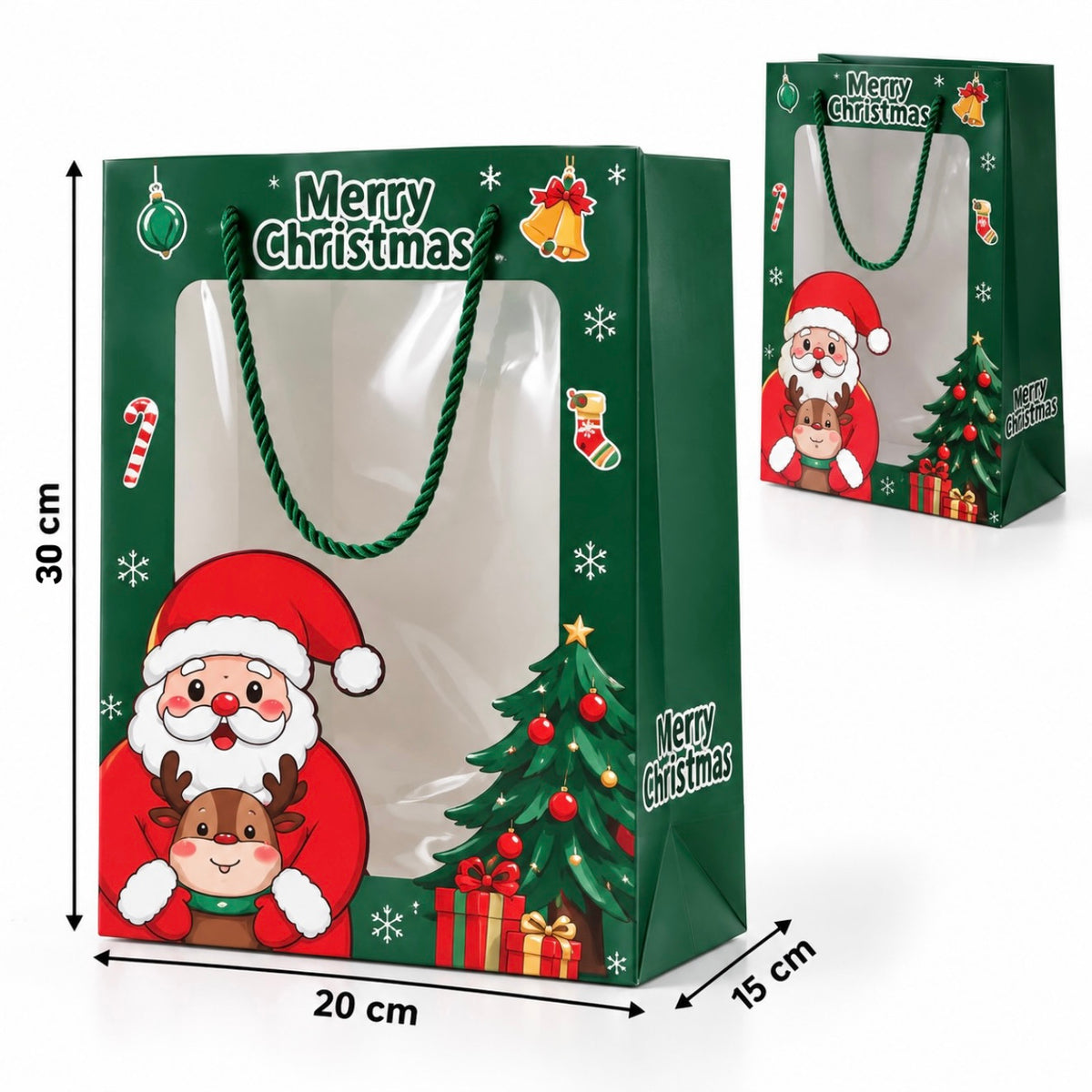 X12pcs Christmas Gift Bag | 20 × 15 × 30 cm #GB4312