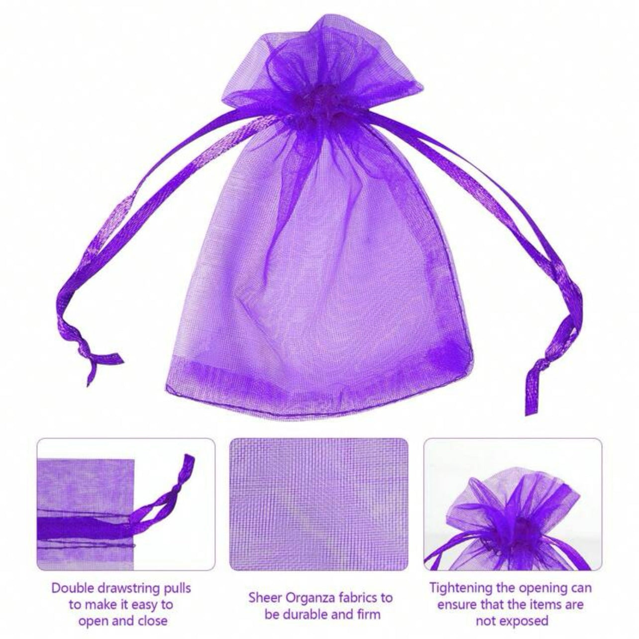 Purple Organza Bag x12pcs