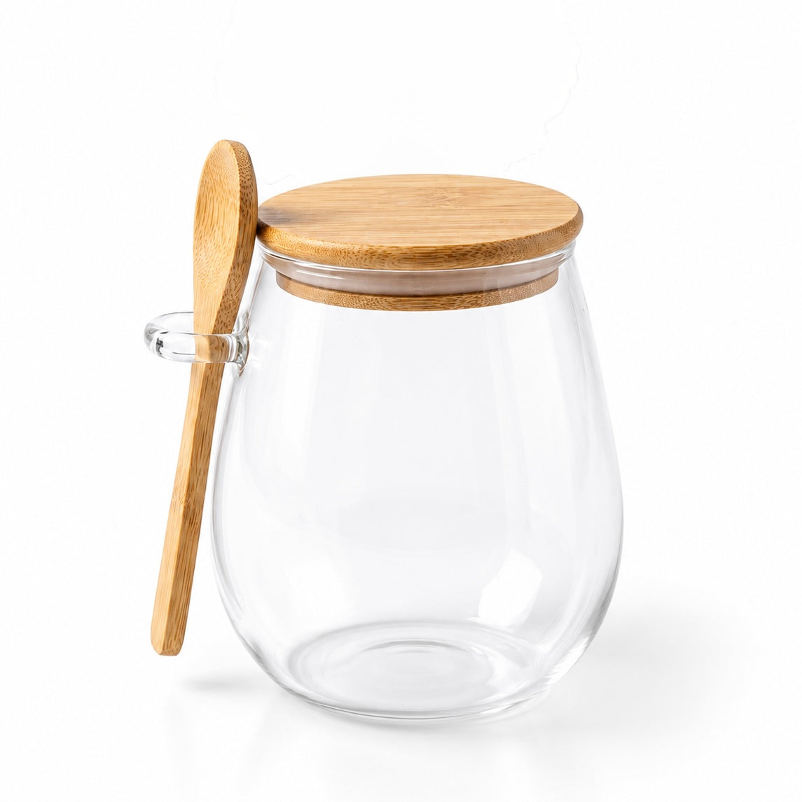600ml Glass Jar with Bamboo Lid & Spoon #GJ4203