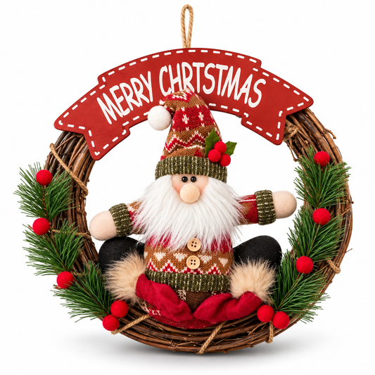Merry Christmas Wreath with Santa Decoration #CB4382