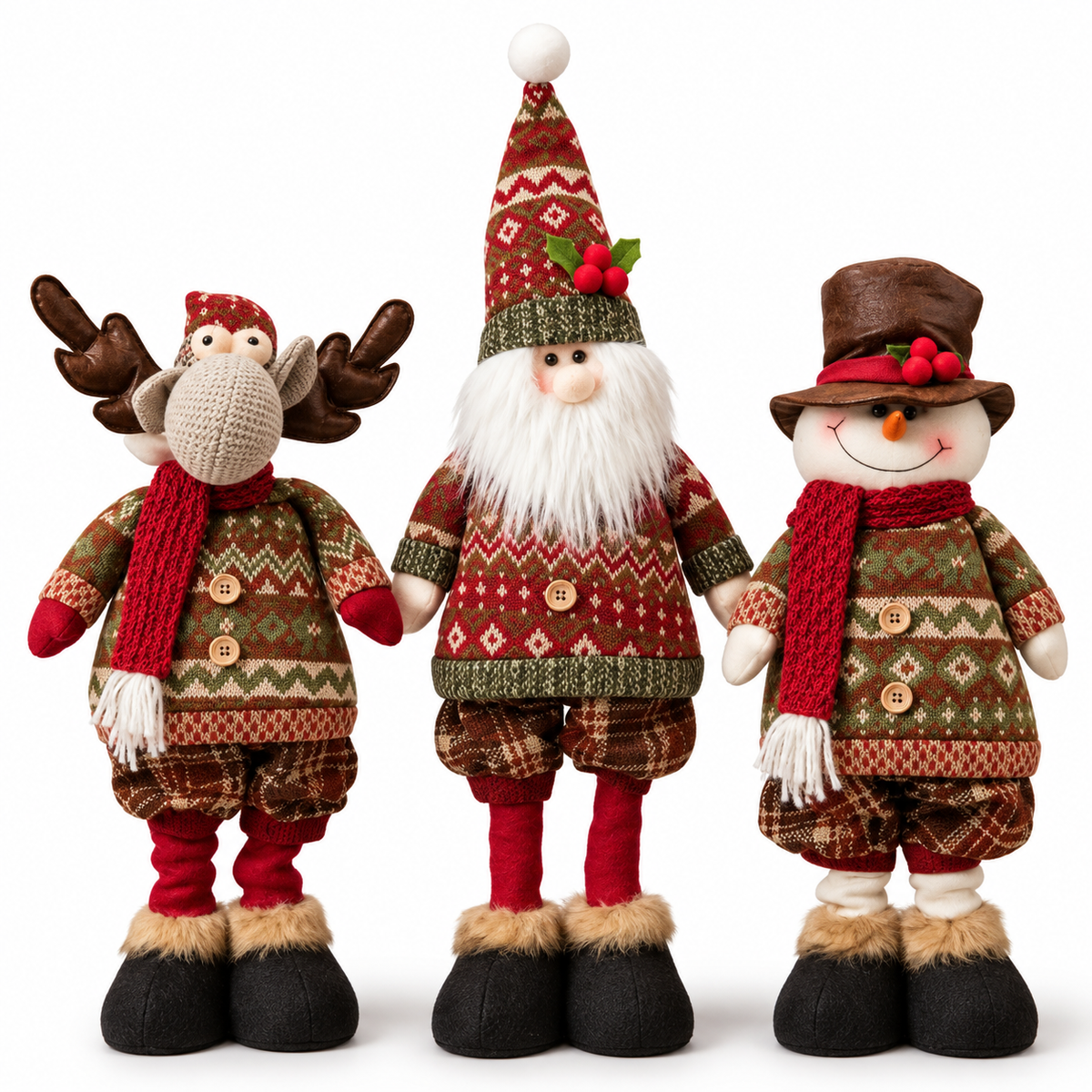 Telescopic Christmas Plush Figures – Santa, Reindeer & Snowman #CP4383