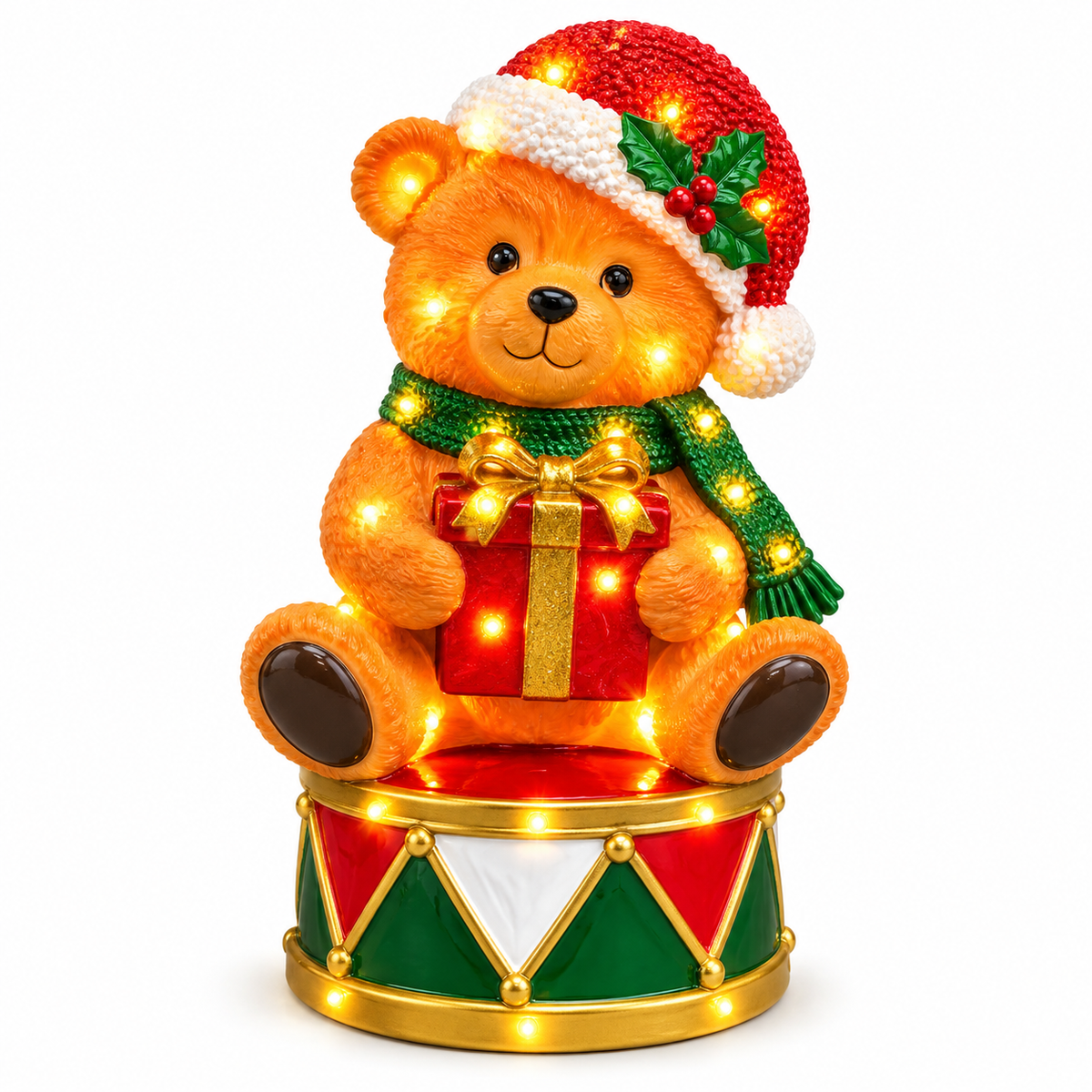 Christmas LED Teddy Bear with Gift – 16.5cm #CD4426