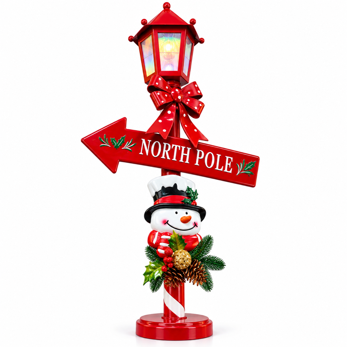 Christmas North Pole Signpost with Snowman – 80cm #CD4432