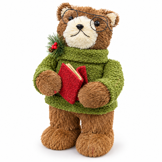 Christmas Teddy Bear with Green Scarf and Red Book #CB4454