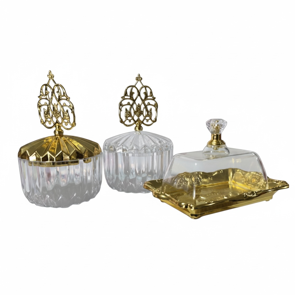 Luxury Acrylic Candy & Favor Box – Gold Crown Design #AB3193