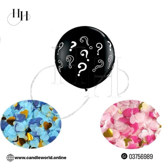 36inch Latex Black Balloon Pink Blue Confetti Baby Boy or Girl #BL1086