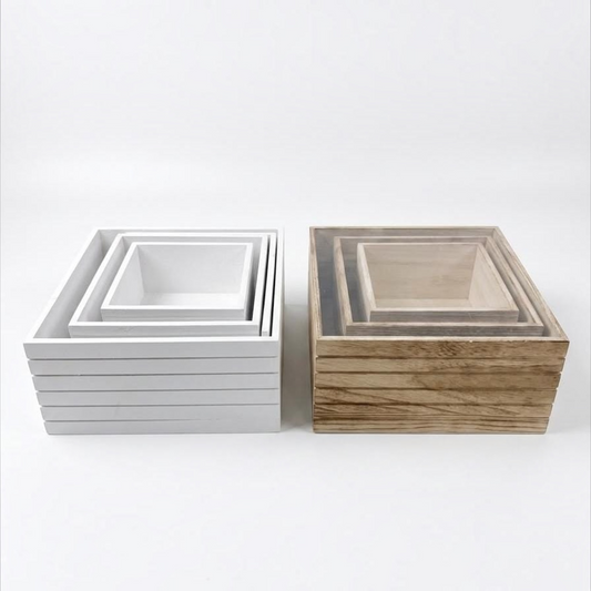 Square Wooden Storage Basket Set #WB3975