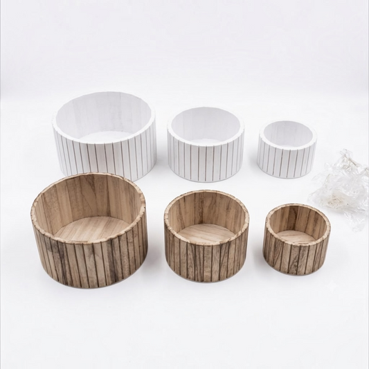 Round Wooden Storage Basket Set #WB3974