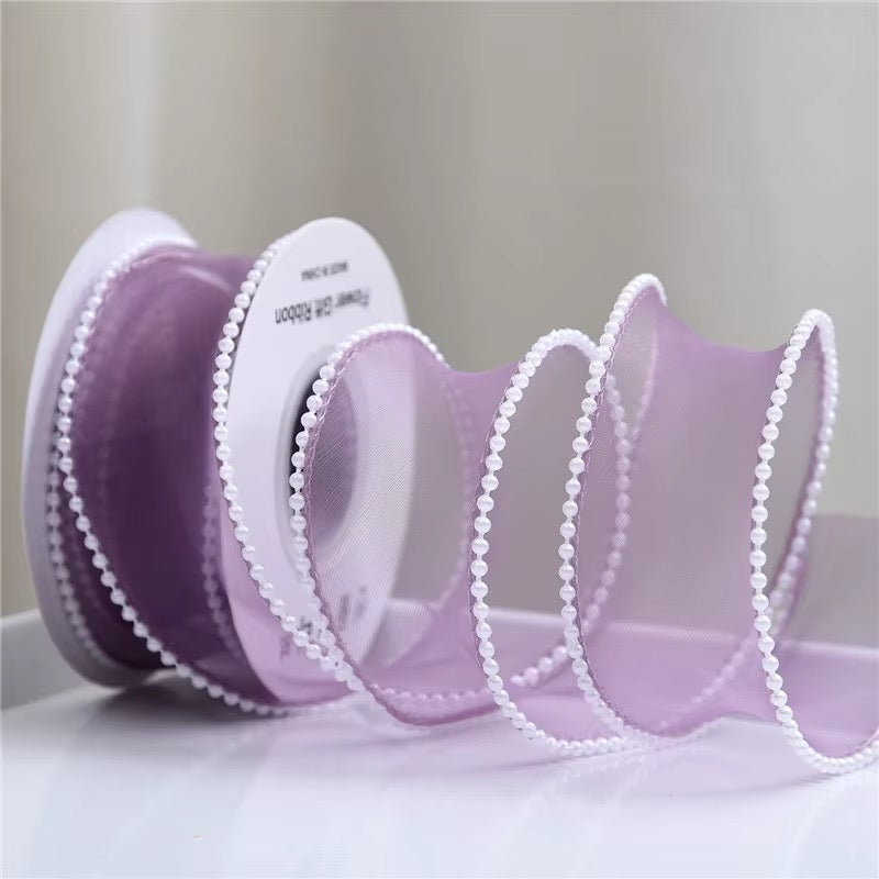4cm x 4.5m - Pearl-Edge Decorative Ribbon #DR4068