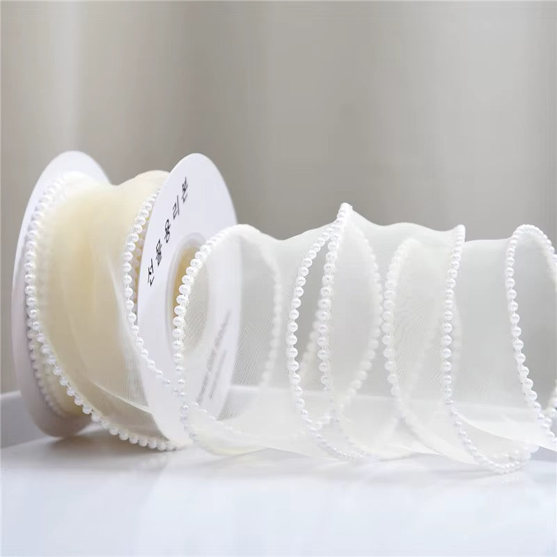 4cm x 4.5m - Pearl-Edge Decorative Ribbon #DR4068