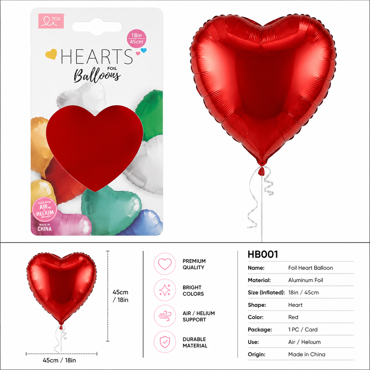 Heart Foil Balloon – 18 Inches #HB001