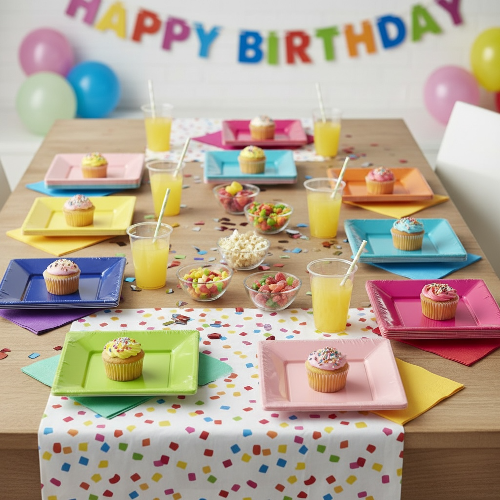 Square Plastic Party Plates – Color Collection #PP3201