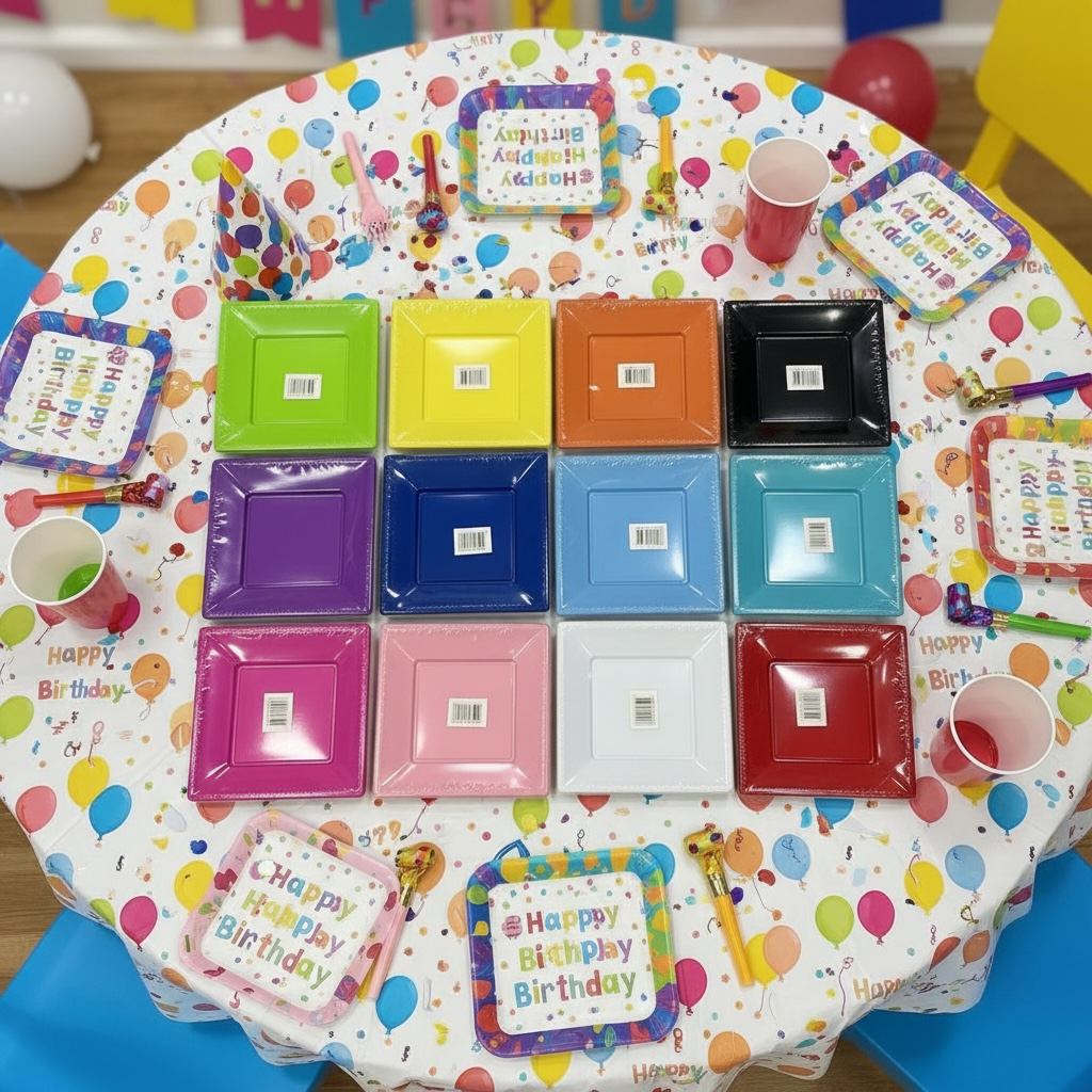 Square Plastic Party Plates – Color Collection #PP3201