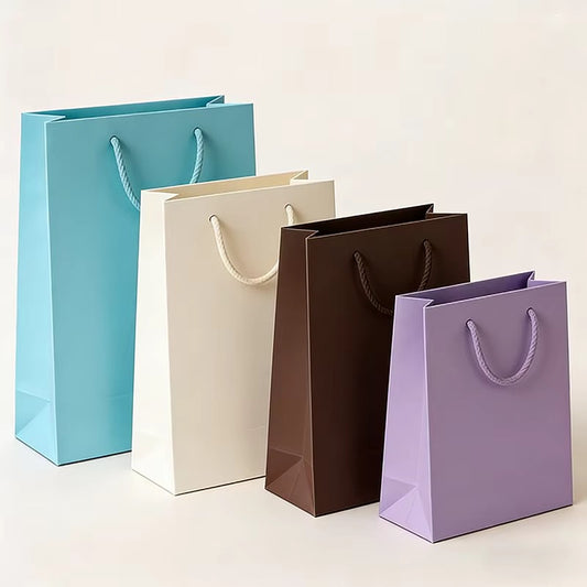 X12pcs Premium Carton Gift Bags with Rope Handles – Assorted Colors #CB4201