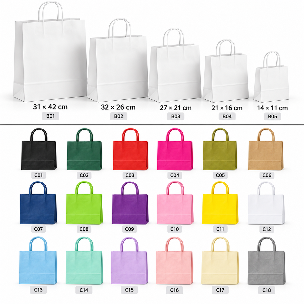 X12pcs - Colored Paper Gift Bags #PB4126