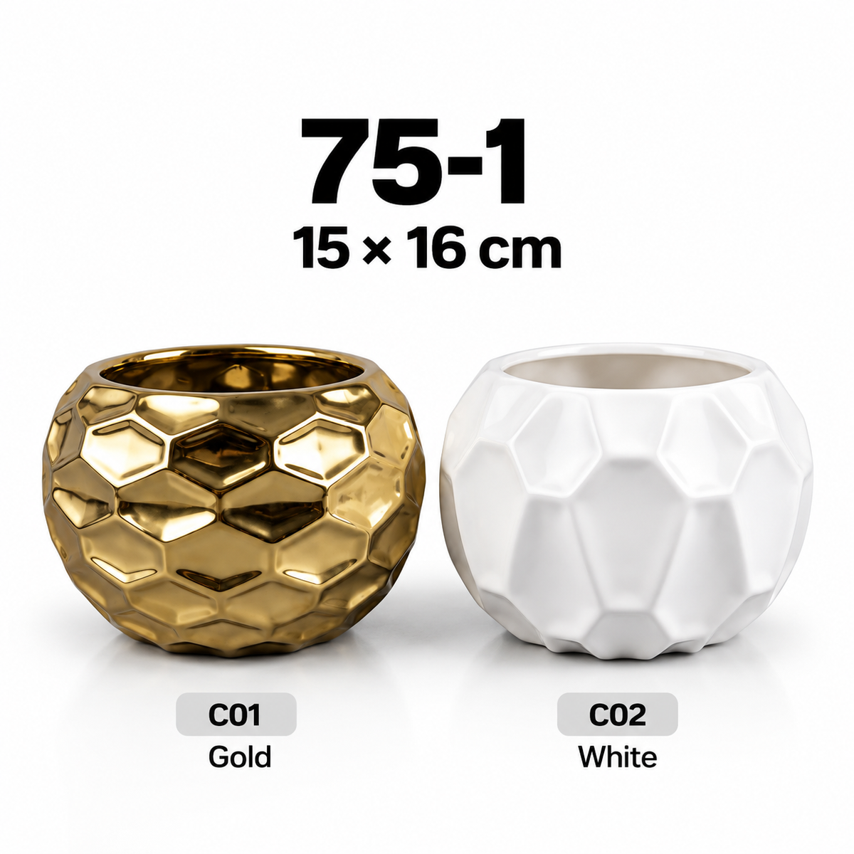 Modern Ceramic Decorative Pot – Faceted Design #75-1