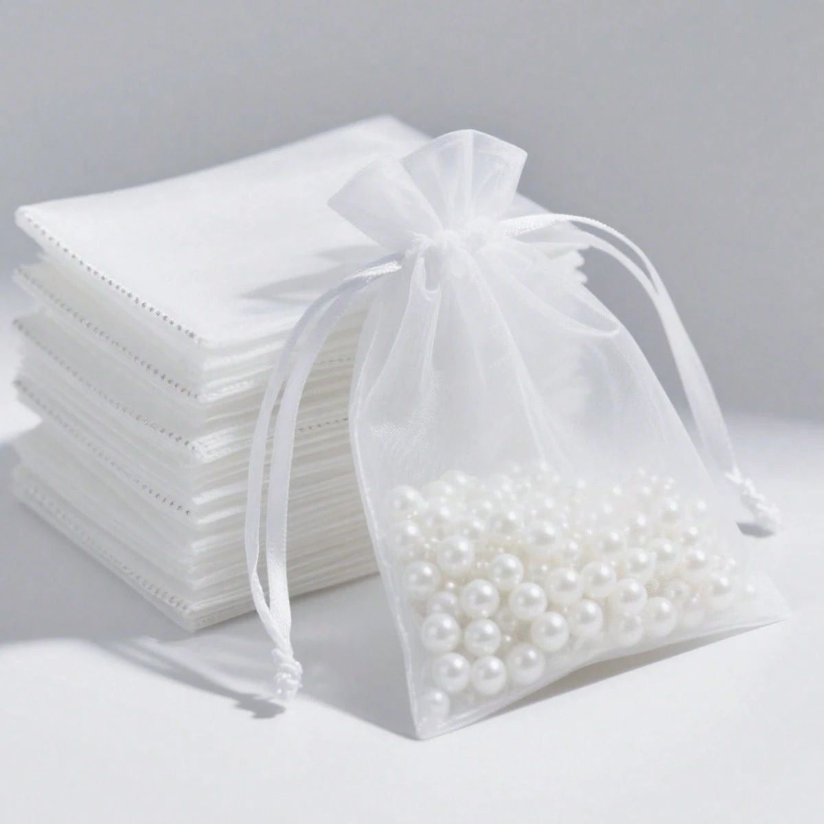 X12pcs White Organza Bags #OB4204