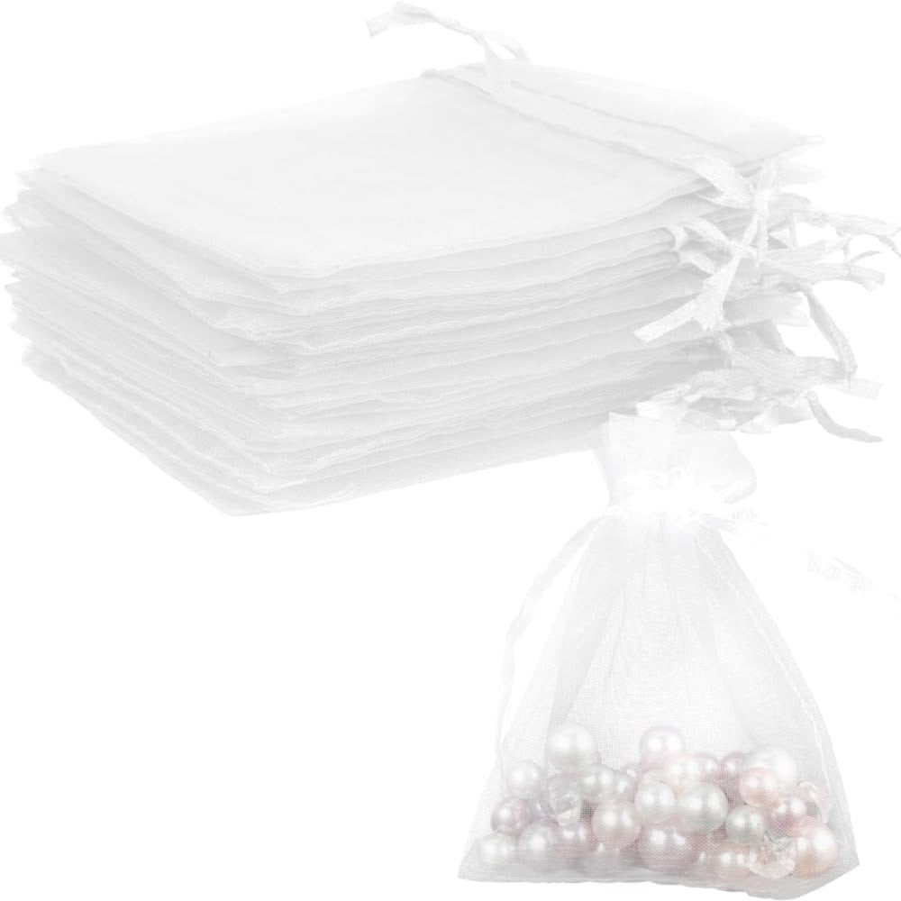 X12pcs White Organza Bags #OB4204