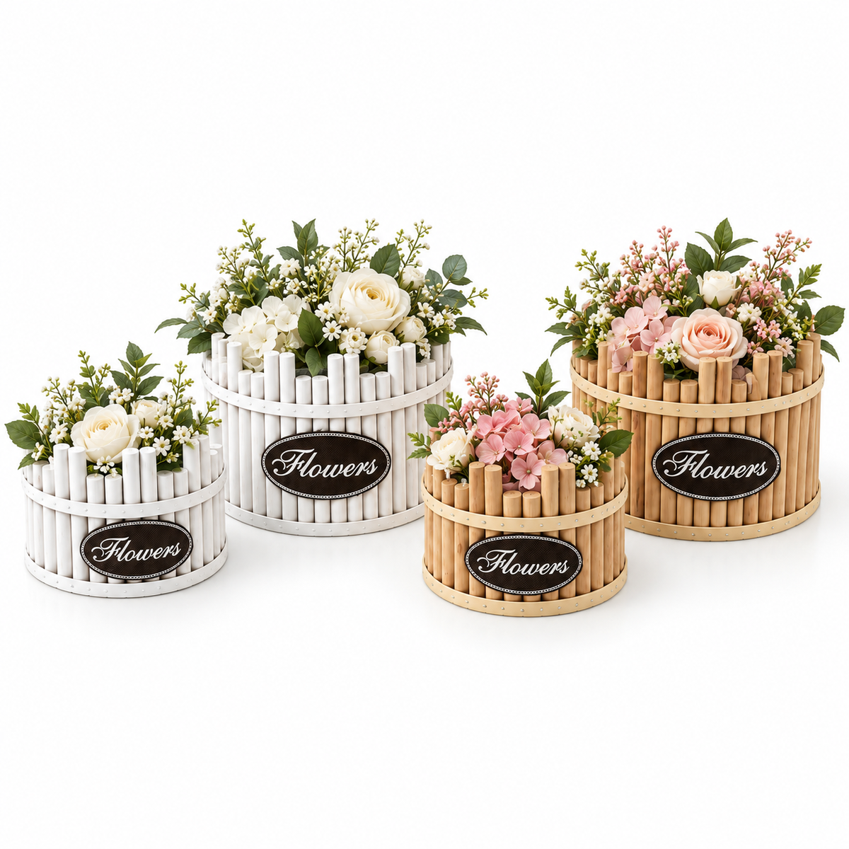 Set of 2 Decorative Wooden Baskets  #WB4210