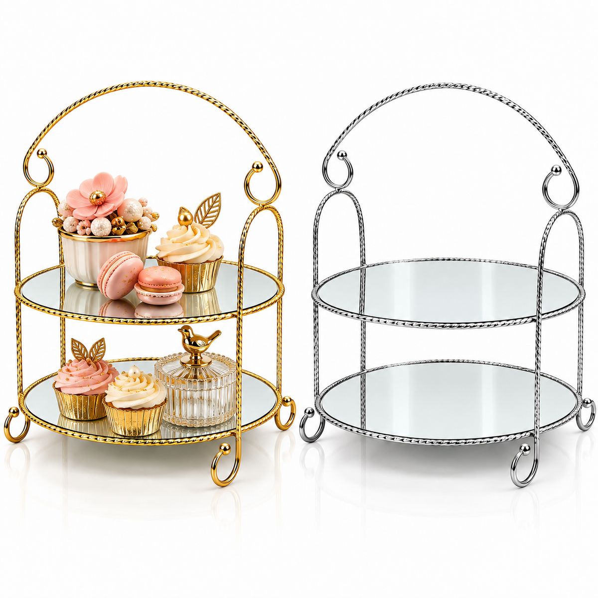 2-Tier Mirrored Metal Display Stand #DT4220